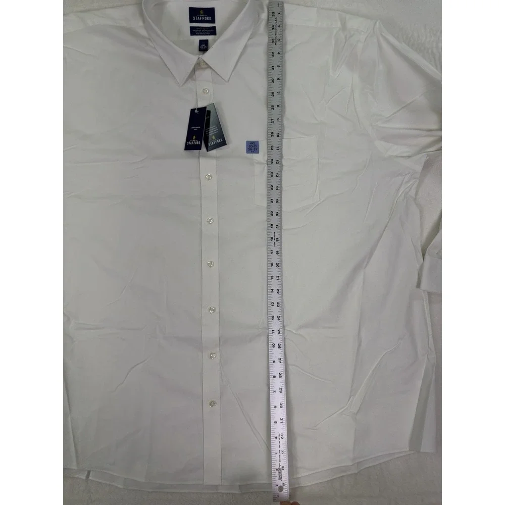 New Stafford Shirt Mens 4XL 20-21 White‎ Sweat Repel Dobby Collared Long Sleeve